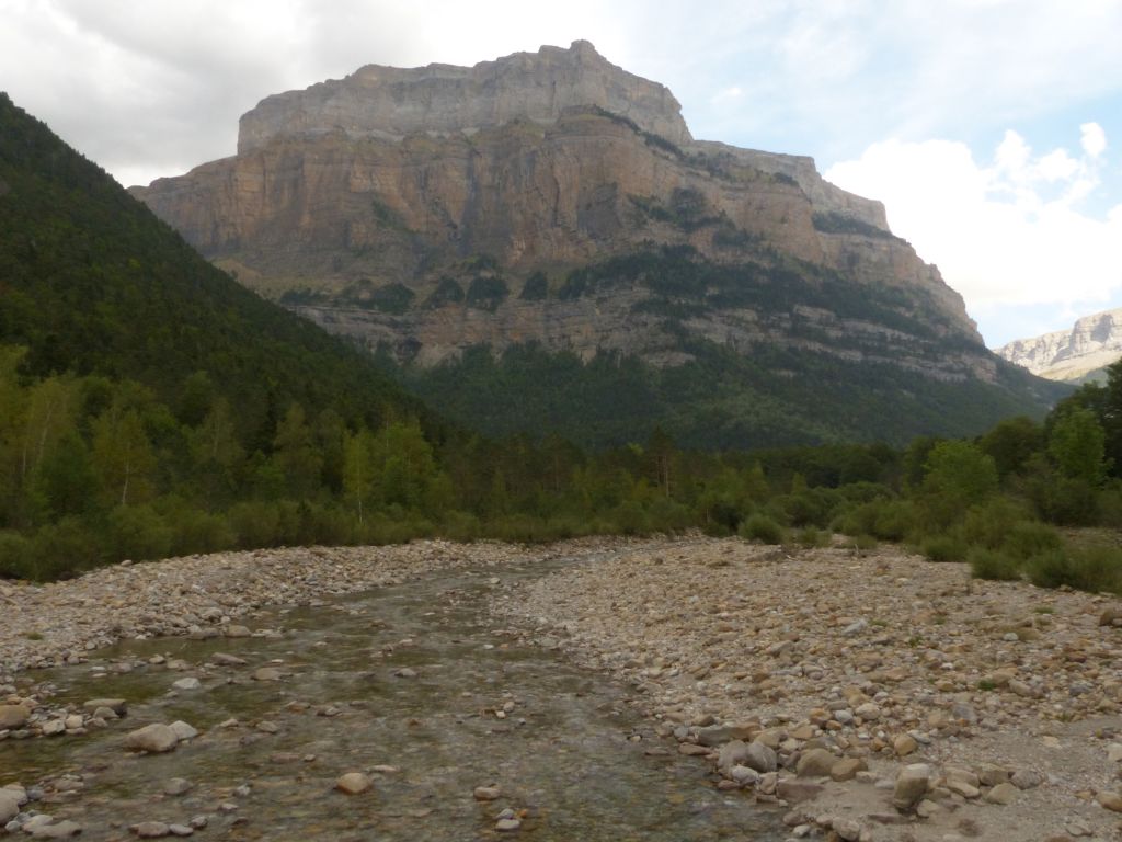 Barras laterales en cauce ancho en la reserva natural fluvial Río Ara