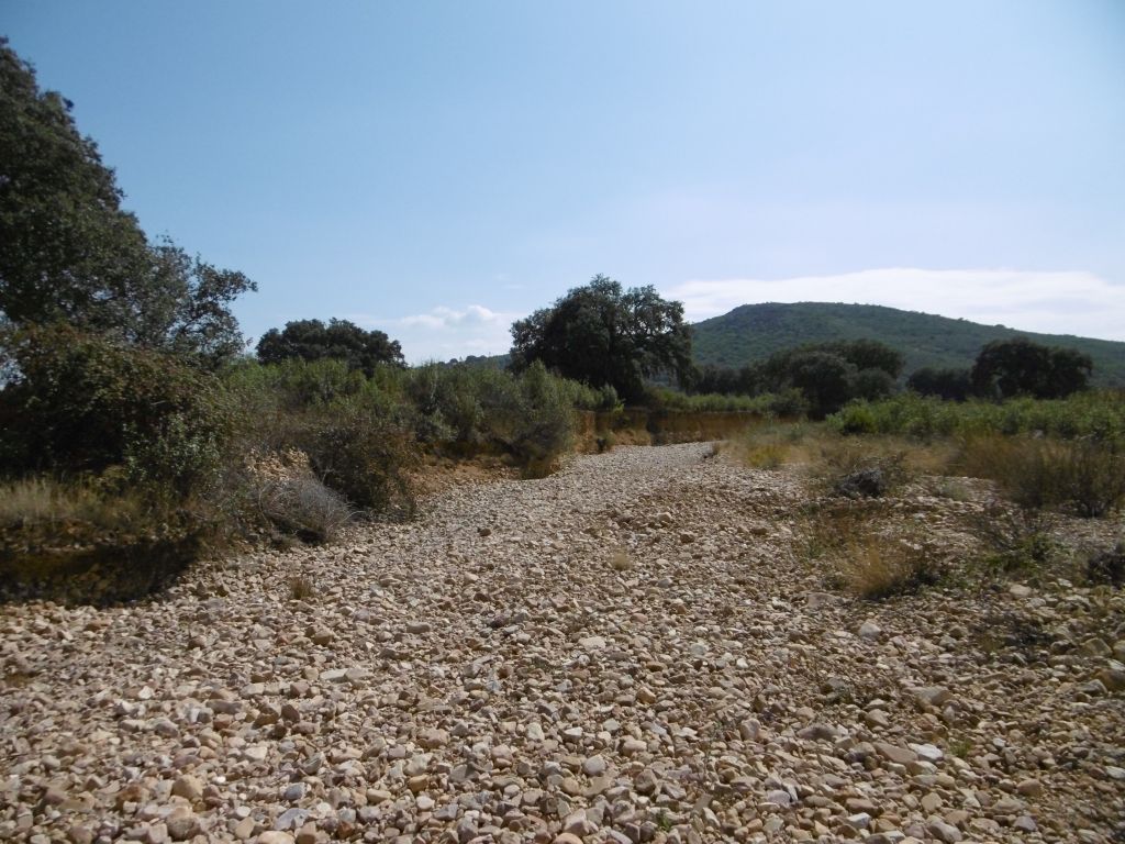 Las formas de las márgenes y la estructura del lecho del río quedan al descubierto en la reserva natural fluvial río Gargáligas durante la época de estiaje