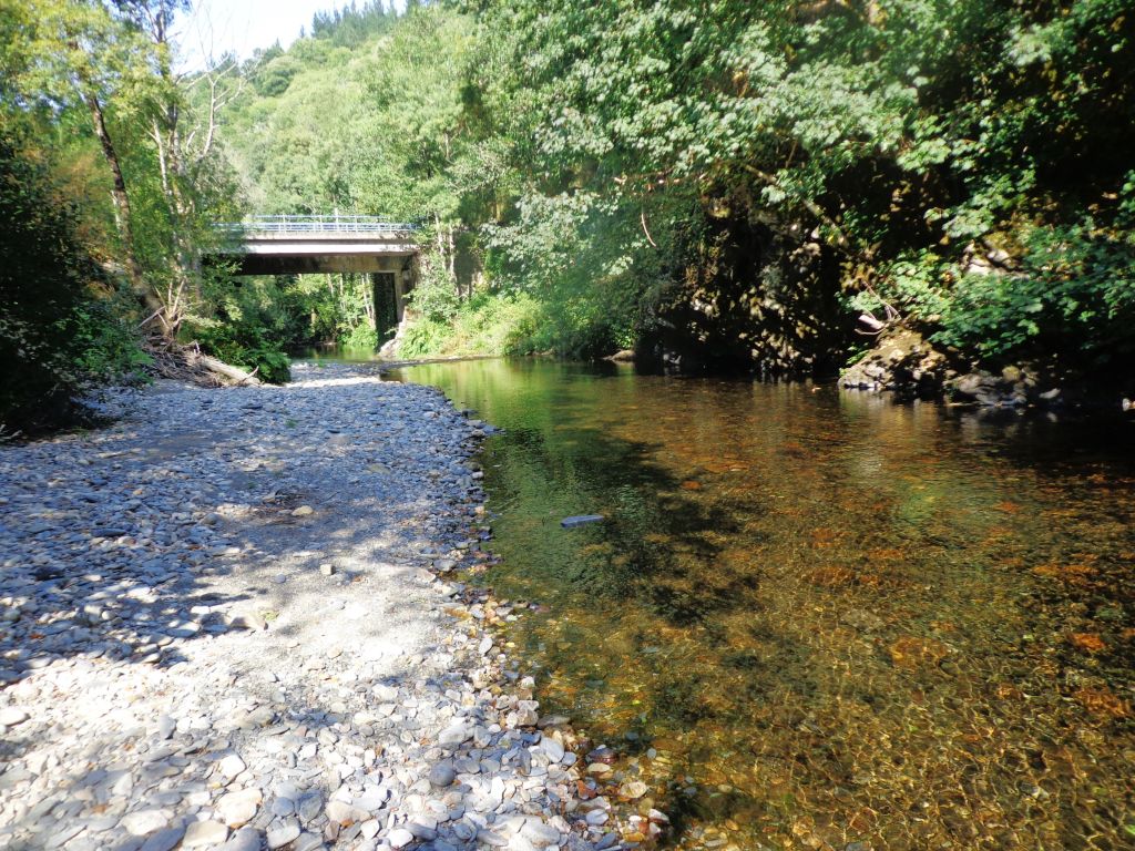 Barra lateral bien formada en el cauce de la reserva natural fluvial Tramo medio del río Agüeira