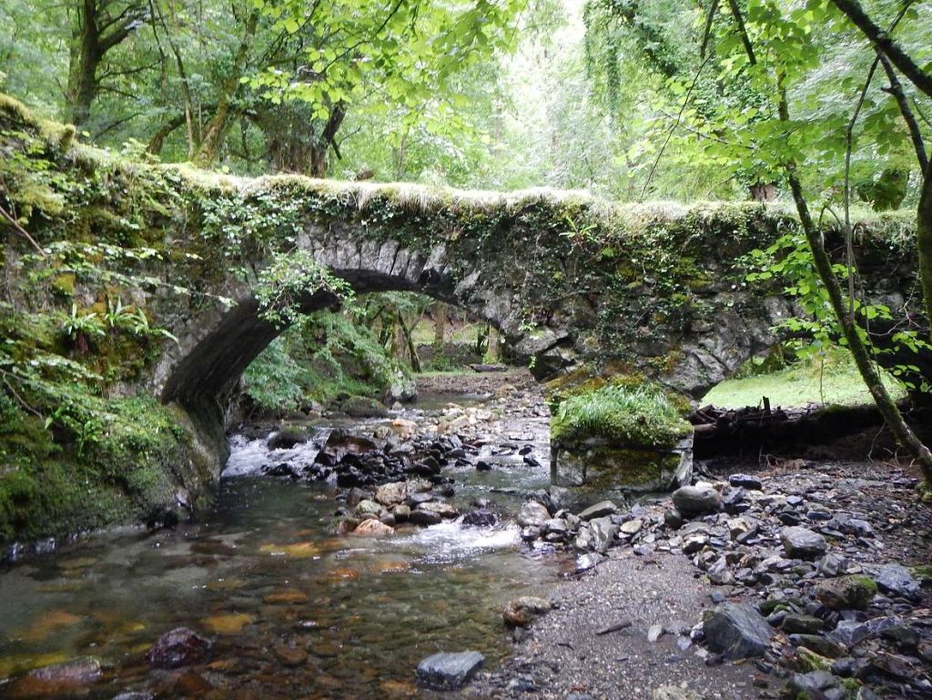 Puente histórico sobre el cauce de la reserva natural fluvial Cabecera del río Añarbe