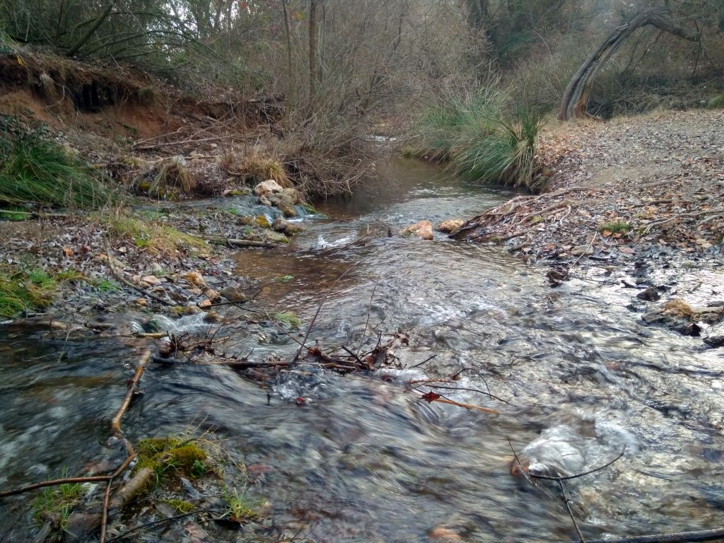 Confluencia entre Aº Prado Negro y el Río Fardes. El primero descarga por la margen izquierda del segundo.