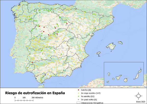 Riesgo de eutrofización en España