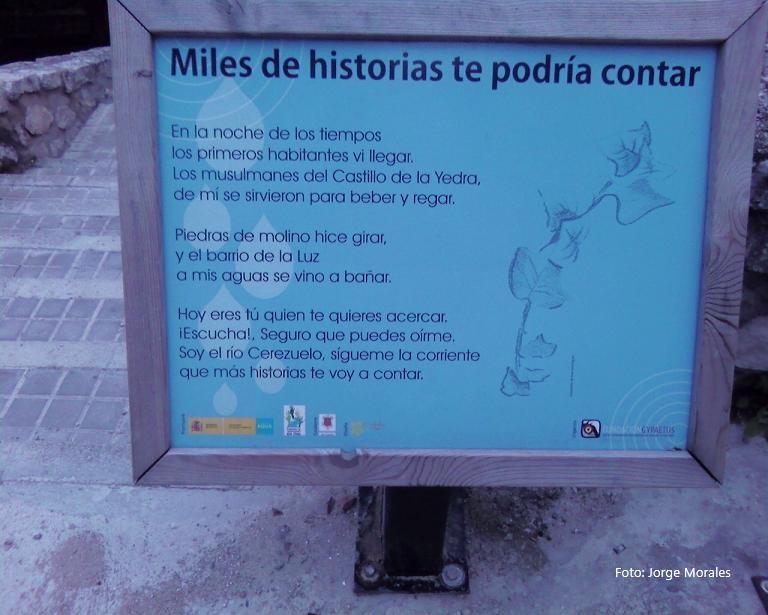 Panel en el Paseo Fluvial de Cazorla, río Cerezuelo.	Jorge Morales