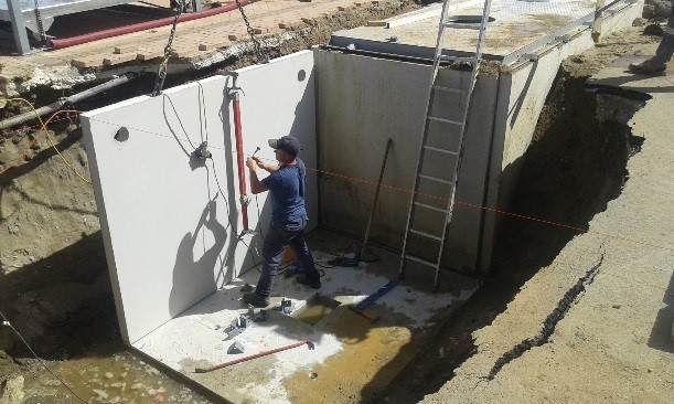 Contenedores soterrados. Durante las obras