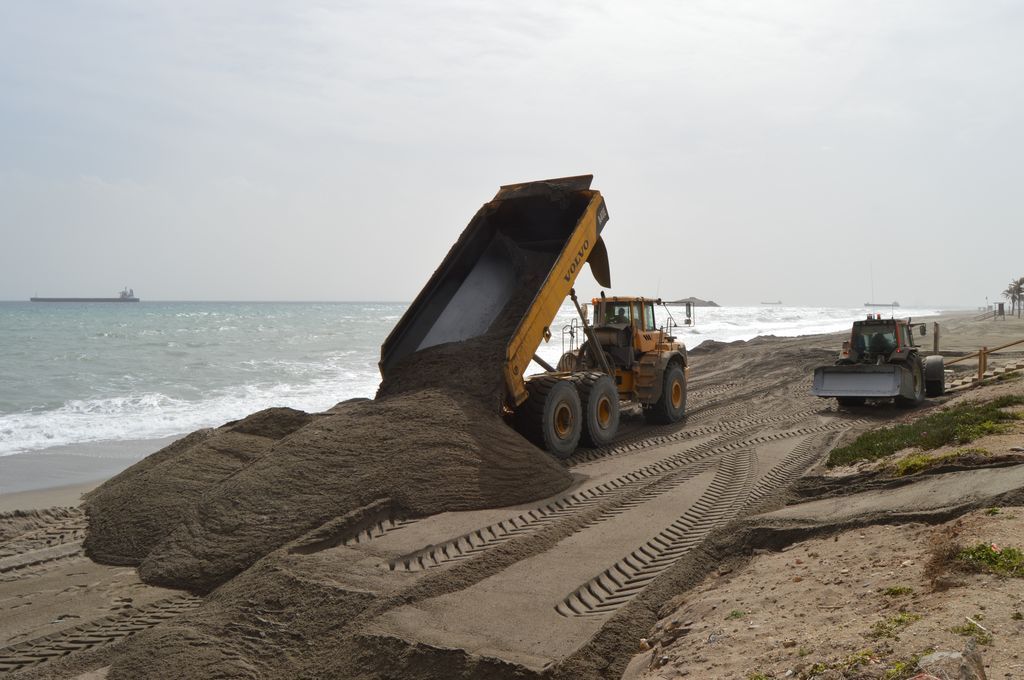 Playa de El Lancón (Durante las obras)