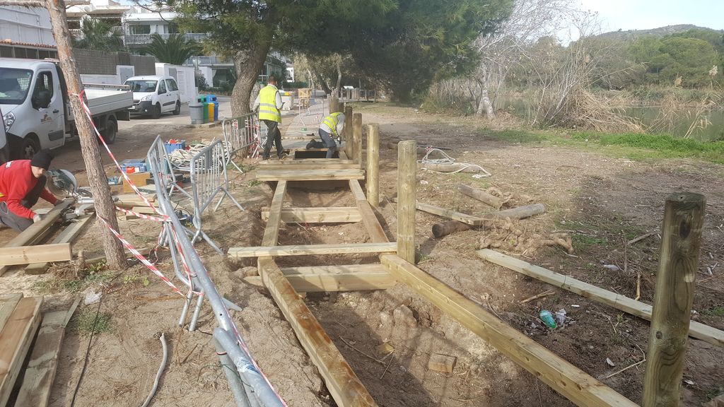 Durante las obras. Pasarela Cañamel