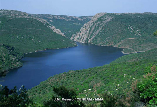 Sierra de las Corchuelas y río Tajo embalsado.