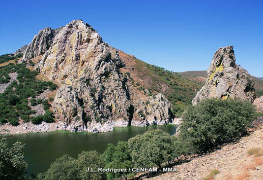 El salto del gitano es uno de los lugares más emblemáticos del Parque Nacional, donde puden verse especies tan singulares, como la cigueñas negra (Ciconia nigra) o el alimoche (Neophron percnopterus).