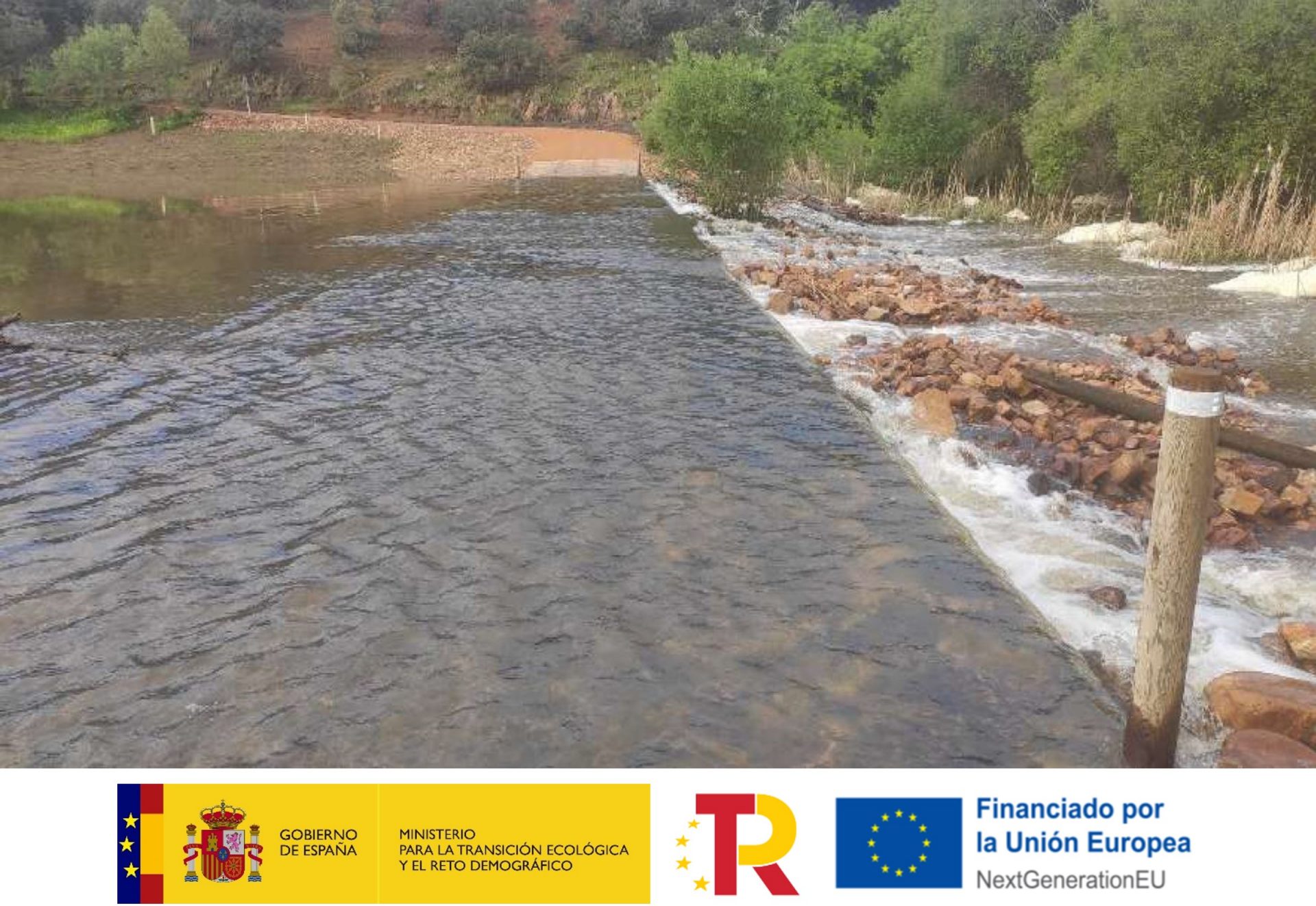 Paso de la antigua presa de Los Jarales que se prevé permeabilizar